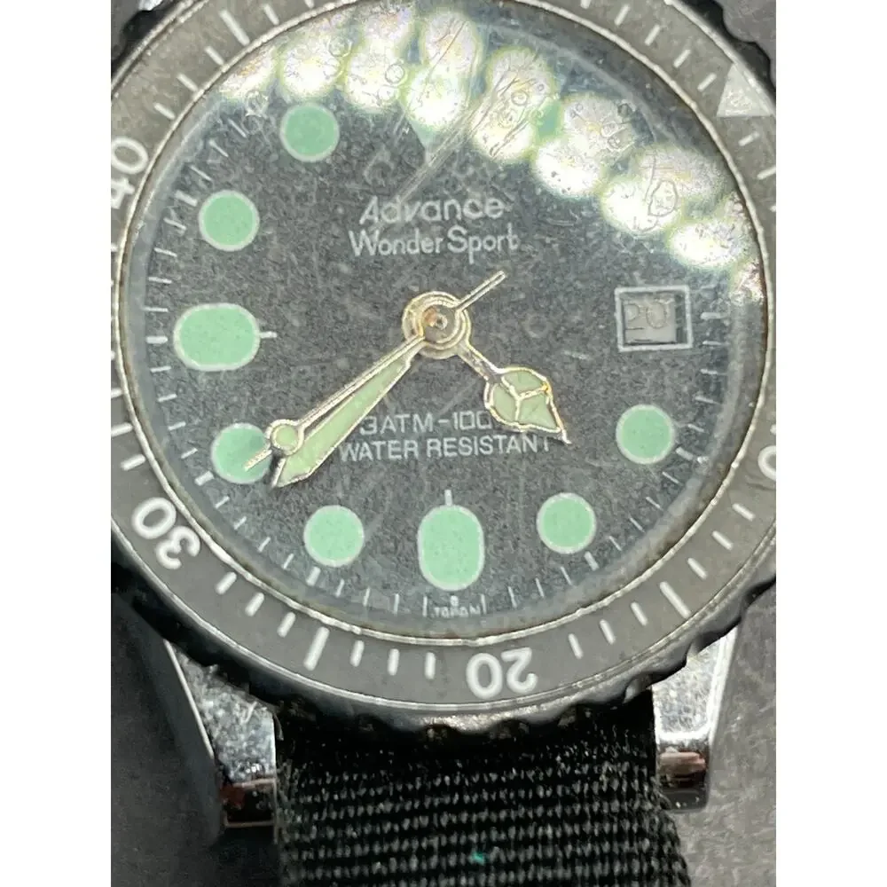 Advance Wonder Sport Analog 3ATM WR Diver's Watch Black Dial Nato Band 25.8mm